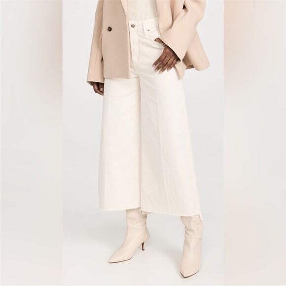 PAIGE Frankie Wide Leg Jeans with Seamed Belt Loops in DESERT DUNE - Picture 4 of 15